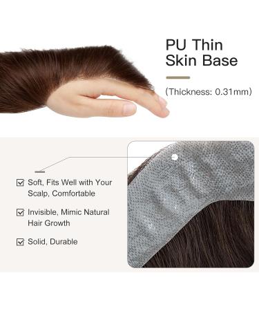 Elailite Men's Toupee V-Shape Hairline Hair Extension Real Human Hair Invisible Forehead Hairpiece Fringe Bang Replacement System (4 * 18cm) (#02 Dark Brown 6 Inch) 6 Inch FRINGE #02 Dark Brown - Buy Online on GoSupps.com