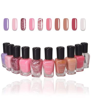 OUL'ISI Nail Polish Set (10 Bottles) peel off nail polish quick dry nail polish nail polish set Easy Peel Off & Quick Dry  Organic Water Based Nail Polish Set for Women Teens Kids (STYLE-2)