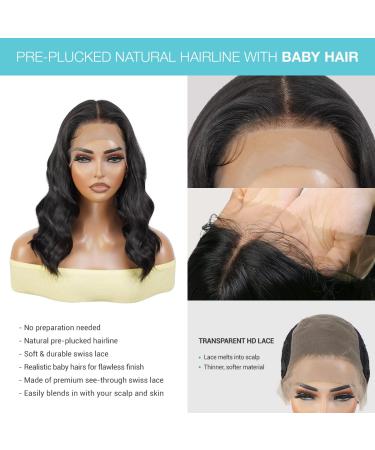 Kayla Loose Wave HD Lace Front Wig 16 | Human Hair Blend | Pre Plucked Swiss Lace | Heat Friendly Synthetic | Transparent Lace Frontal | 1B-Off Black - Buy Online on GoSupps.com