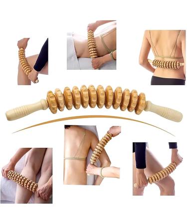 Wood Massage Roller - 12 Rollers 360 Smooth Bent Muscle Relief Tool for Body Shaping & Anti-Cellulite - Buy Online on GoSupps.com