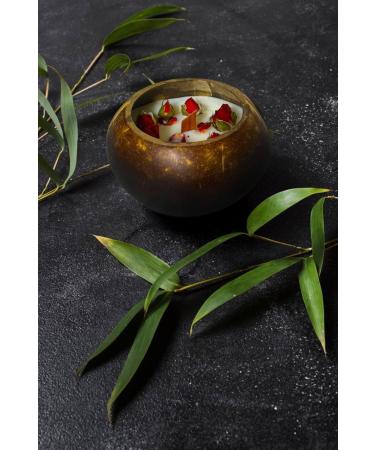 Natural Coconut Shell Bowl Candle - Pine Tree Scented - Handmade Eco-Friendly Candle with Wooden Wick for International Shipping - Buy Online on GoSupps.com