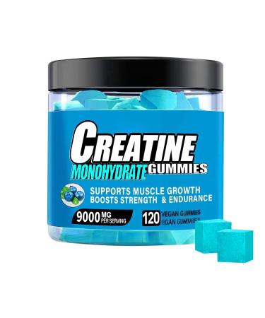 Creatine Monohydrate Gummies Complex 9000 MG for Men & Women Pre-Workout Gummies with BCAA L-Carnitine Taurine & Vitamin B12 for Enhanced Strength Energy & Muscle Growth 0 Sugar Vegan-120 Count