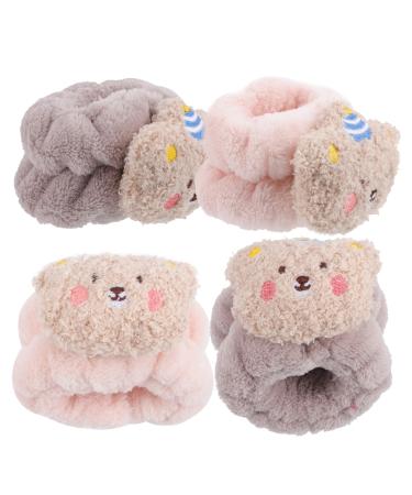 Beaupretty 4pi ces Serviettes de Poignet pour Lavage Facial Bracelets Spa Bandeaux pour Nettoyage Visage Bandeaux Anti-transpiration Femmes Accessoires de Bain