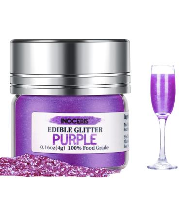 Edible Glitter, INOCERIS Food Grade Luster Dust for Drinks, Vegan 4 Grams Shimmer Glitter Dust for Cocktails Champagne Beverages Cakes Decorating, Pops Chocolate, Fondant Purple