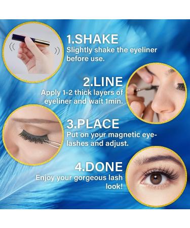 EARLLER Magnetic Eyelashes Kit - Natural Look Fake Short Small Lashes with Long-lasting Eyeliner and Easy Removal - AL5 - Buy Online on GoSupps.com