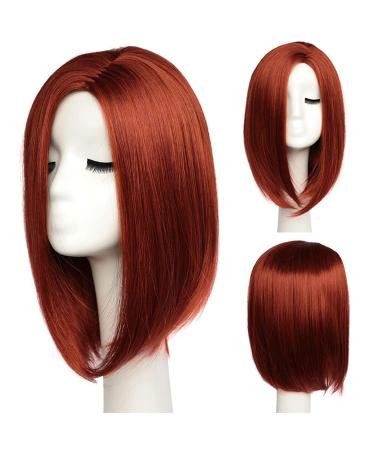100% Human Hair Short Bob Wig - Red Straight Side Part Women's Full Wig - Buy Online on GoSupps.com