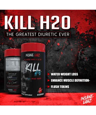Insane Labz Kill H20 Diuretic with Dandelion Root & Green Tea Extract - Bloating Relief & Water Retention Reduction - 20 Servings - Buy Online on GoSupps.com