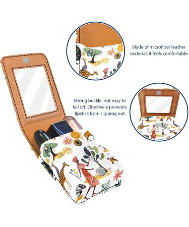 Travel Lipstick Organizer Case | Portable Makeup Bag with Mirror | Ethnic African Animals Design | Shop Now - Buy Online on GoSupps.com