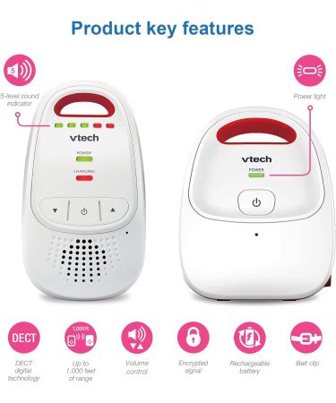 VTech Baby BM1000 Digital Audio Baby Monitor White/Red - Buy Online on GoSupps.com