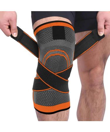 DCF Knee Braces & Sleeves for Men & Women | Knee Pain Relief Compression Support for Sports Running Weightlifting | 3XL Orange - Buy Online on GoSupps.com