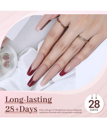 Modelones Poly Nail Gel Kit with 20W Nail Lamp - 6 Colors Poly Nail Extension Gel Set - Glitter Pink Red Builder Gel - All-in-One Nail Strengthening Kit - Base and Top Coat Set - DIY Nail Art at Home - Buy Online on GoSupps.com