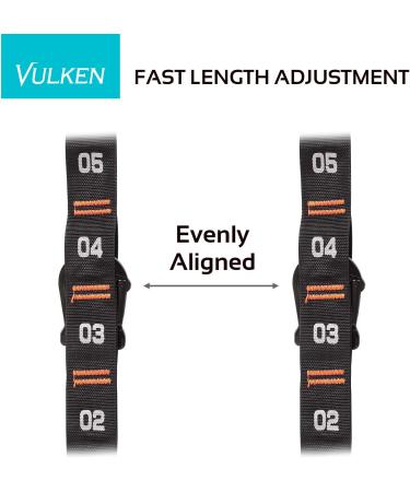 Vulken Adjustable Gymnastic Rings Straps with Steel Carabiners - Numbered & Easy Set Up | One Pair - Buy Online on GoSupps.com