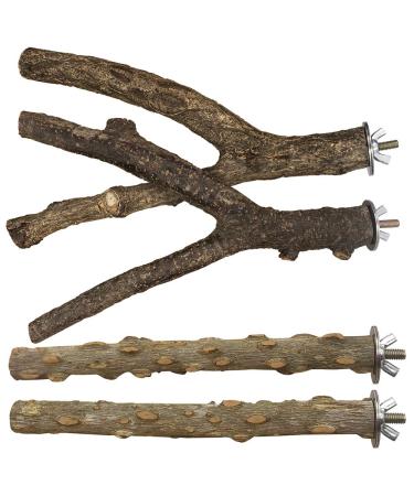 thumbnail image 2 of Bird Toys, Bird Perch Wooden Training Stand Natural With Cotton Rope 2 of 14