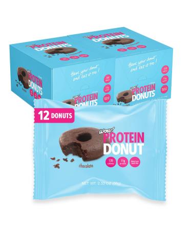 Wow! Protein Donuts, High Protein Snacks, Low Carb, Low Calorie, & Low Sugar, Healthy Snack with 11g of Protein (Chocolate, Pack of 12) Chocolate  12 Count (Pack of 1)