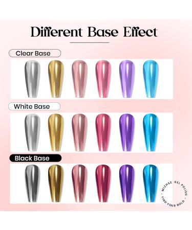 MIZHSE Chrome Mirror Powder Liquid - Pink Hailey Bieber Nails | Metallic Chrome Nail Polish for Nail Art | Soak Off UV LED 10 ml - International Shipping - Buy Online on GoSupps.com