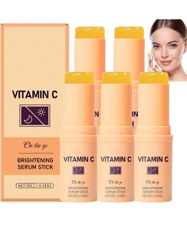 YUNFAX Vitamin C Facial Serum Stick Brightening and Moisturizing Serum for Dark Spots Wrinkle Remover for Fine Lines Even Skin Tone and Under Eye Brightener Face and Body Balm 5 Pack