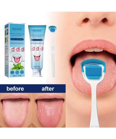Freshen Breath Tongue Cleaner Gel with Brush - Odor Removal Tongue Scraper for Adults | 50g Box - Buy Online on GoSupps.com