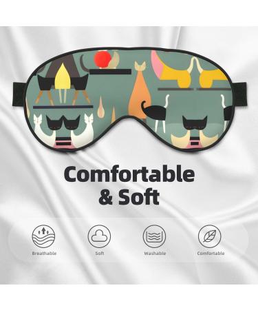 Mid-Century Modern Art Cats Sleep Eye Mask | Breathable Travel Eye Patch for Women | Relaxation & Comfort - Buy Online on GoSupps.com