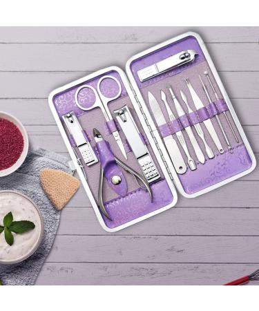 Glamne Manicure Pedicure Set Tools Professional Stainless Steel Nail Care Kits with Holographic Travel Case(Purple) - Buy Online on GoSupps.com