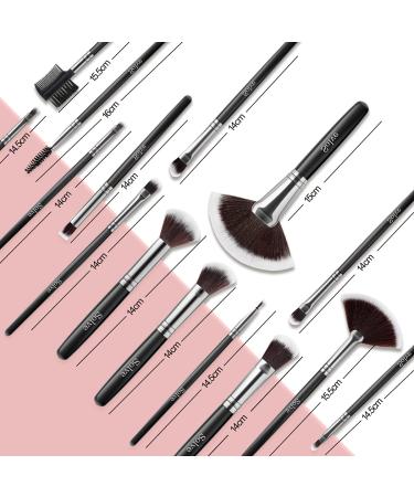SOLVE 32-Piece Professional Makeup Brush Set with Wooden Handles - Cosmetics Brushes for Foundation, Concealer, Powder - Black Face and Eye Makeup Brushes Kit - Buy Online on GoSupps.com