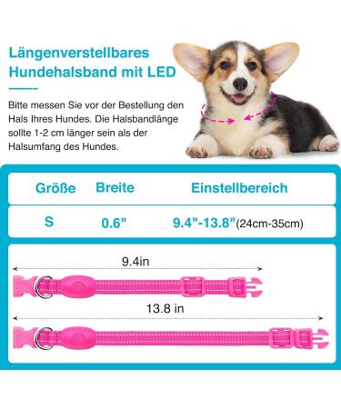 KOSKILL LED Dog Collar - Waterproof & Bright Adjustable USB Lighted Collar for Small Dogs (Pink Size S) - Safe & Stylish Pet Accessory - Buy Online on GoSupps.com