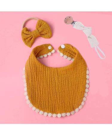 ARTLATU 3-Piece Baby Gift Set: Bib Pacifier Chain & Hairband - Perfect Gifts for Newborn Girls - Buy Online on GoSupps.com