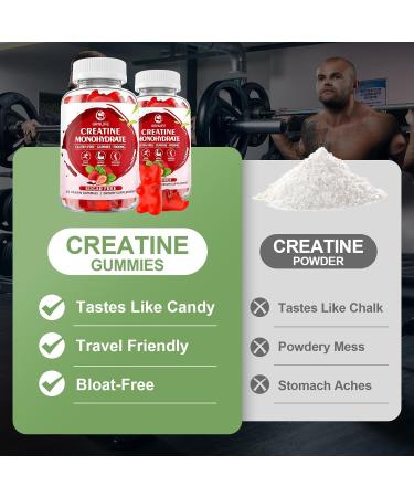 Buy Sugar-Free Creatine Monohydrate Gummies - Vegan Muscle Builder & Energy Boost - 60 Count Strawberry Chewables for Men & Women - Buy Online on GoSupps.com