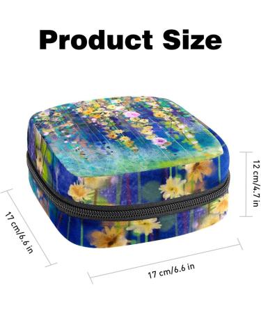 Menstruation Pad Bag with Zipper | Women's Napkin & Tampon Collection Bag | Floral Watercolor Design in Spring White Yellow & Red - Buy Online on GoSupps.com