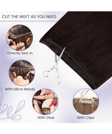 LAAVOO Dark Brown Sew-In Hair Extensions - 100g Remy Human Hair 50cm #4 - Buy Online on GoSupps.com