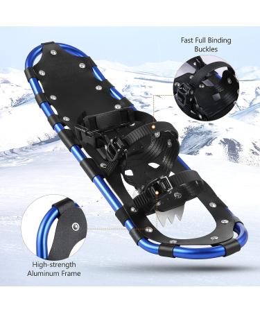 Lixada 23-Inch Lightweight Aluminum Alloy Snowshoes with Adjustable Bindings, Trekking Poles, and Carrying Bag - Blue - Buy Online on GoSupps.com
