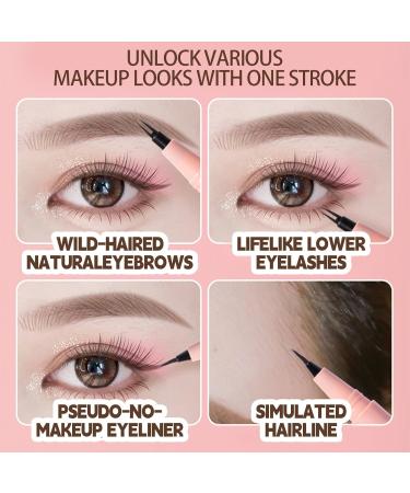 Thin Eyebrow Pencil - 2 Fork Tip Eye Brow Pencils for Women Sweatproof - Long Lasting Make up Realistic Eye Makeup for Outdoor Event Dinner Pochy 01# - Buy Online on GoSupps.com