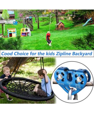 Youngneer Climbing Zip Line Pulley 30KN Double Tandem Speed Dual Trolley with 25kN Carabiner for 1/4 5/16 3/8 1/2 Cable for Zipline Climbing Rescue Pulley - Buy Online on GoSupps.com