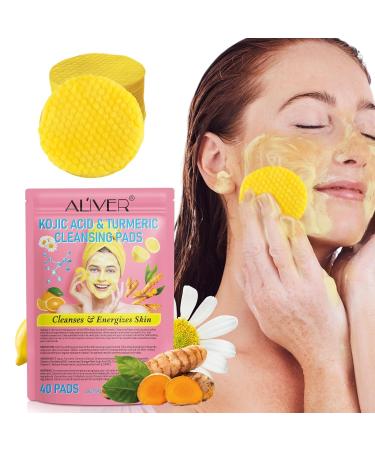 NIFEISHI Turmeric Kojic Acid Cleansing Pads Kojic Acid and Turmeric Cleansing Pads with Vitamin B5 Vitamin C Turmeric Face Pads Sugar Turmeric Cleansing Pads for Face - 40PCS Pink 40 Count (Pack of 1)