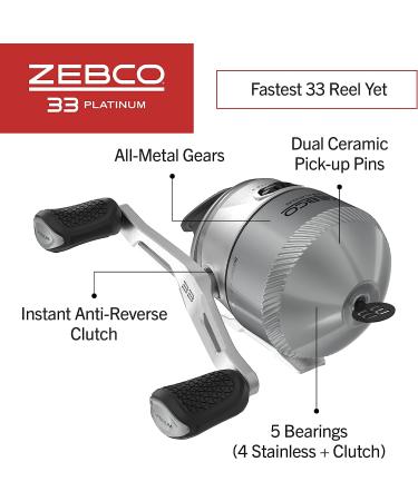 Zebco 33 Platinum Spincast Reel - 5 Ball Bearings - Smooth Drag - All-Metal Gears - 10lb Cajun Line - Buy Online on GoSupps.com