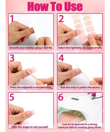 EBANKU Waterproof Cured Gel Nail Strips - Long Lasting Real Nail Polish Wraps with Cuticle Stick and Nail File - UV/LED Lamp Required - Buy Online on GoSupps.com