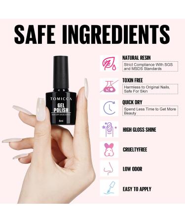TOMICCA 4PCS Jelly Nude Pink White Gel Nail Polish Set - Sheer Clear Crystal Translucent French Manicure DIY Home Kit 8ML - Buy Online on GoSupps.com