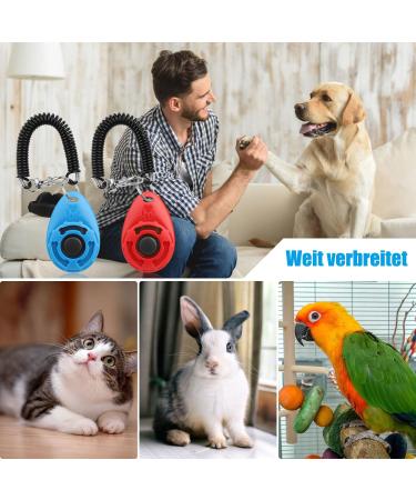 Diyife Dog Clicker Training Set - Large Button & Hand Loop 2-Piece Professional Clicker for Dogs Cats & Horses - Blue & Red - Buy Online on GoSupps.com
