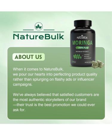NATUREBULK Moringa Oleifera Leaf 120 Vegan Capsules | 880mg Energy & Immunity Support | Non-GMO Superfood Oleifera Leaf Powder for Wellness, Vegan & Fitness Lovers - Buy Online on GoSupps.com