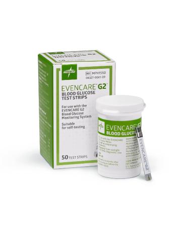 Evencare Medline G2 Blood Glucose Test Strips, For self-testing with G2 Monitoring System (50 Count) - Buy Online on GoSupps.com