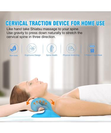 Neck and Shoulder Relaxer - Cervical Traction Device Pillow for Pain Relief - Blue - Buy Online on GoSupps.com