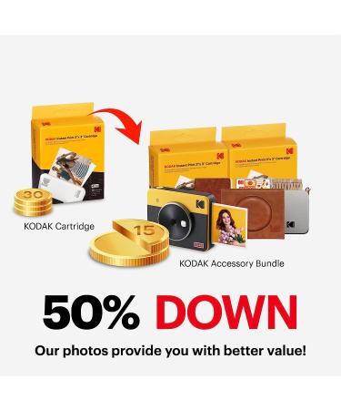 KODAK Mini Shot 3 Retro 4PASS 2-in-1 Instant Camera + Printer Bundle | White + 68 Sheets & Accessories - Buy Online on GoSupps.com