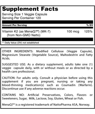 Amazing Nutrition Vitamin K2 100 mcg - 120 Vegan Capsules for Bone & Heart Health - Buy Online on GoSupps.com