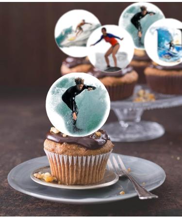 24 x Pre-Cut Surfing 4 Edible Stand up Wafer/Rice Paper Cupcake Cake Toppers Birthday Party Beach Holiday Surfboard Ocean Water Sport Decorations (Surfing 4) - Buy Online on GoSupps.com