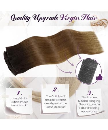 LAAVOO LAG TREEN Real Hair Extensions - Brown Balayage 60cm Virgin Ombre Tress for Sewing - 25g #3/8 - Buy Online on GoSupps.com