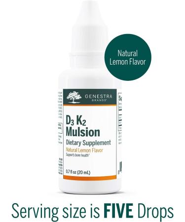 Genestra Brands D3 K2 Mulsion - Vitamin D and K2 Combo - 0.7 fl. oz. - Lemon Flavor - Buy Online on GoSupps.com