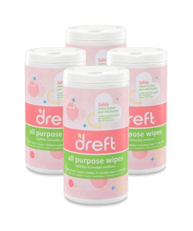 Dreft Multi-Surface All-Purpose Gentle Cleaning Wipes for Baby Toys Car Seat High Chair & More 70 Count (Pack of 4) All Purpose Wipes Pack of 4