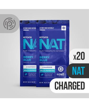 Berry Blue Keto//OS NAT Charged - 20 Count Exogenous Ketones BHB Salts - Workout Energy Boost for Men and Women - Buy Online on GoSupps.com