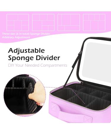 MOMIRA Travel Cosmetic Train Case with Lighted Mirror | Makeup Organizer with Adjustable Dividers | Purple Cosmetic Bag for Women - Buy Online on GoSupps.com