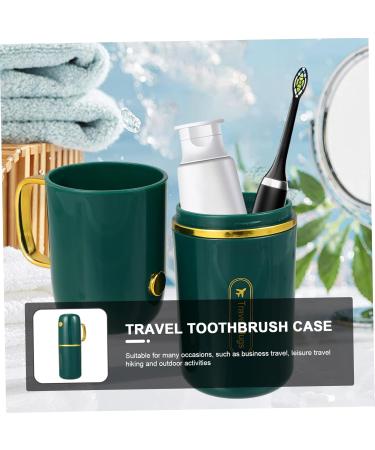 Travel Toothbrush Storage Box & Organizer | Children's Toothbrush Holder Cup | Mouthwash Cups | Green PP Rack - 20.5x12x7CM - Buy Online on GoSupps.com