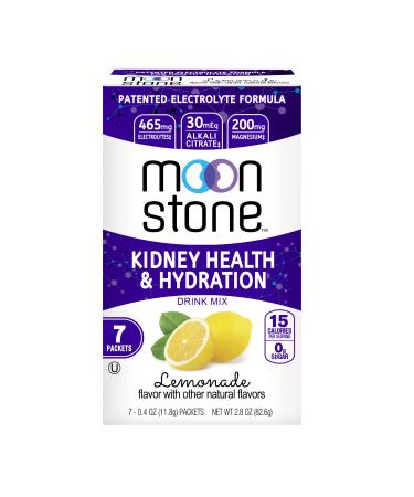 Moonstone Nutrition Kidney Cleanse & Kidney Support Drink Mix, Keto Electrolyte Hydration Powder, Stone Prevention, Chanca Piedra Alternative, Magnesium, Potassium, 7 Pack, Lemonade 2.8 Ounce (Pack of 1)